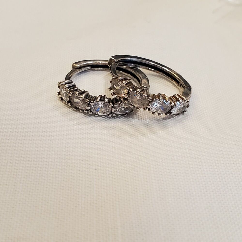 Sterling Silver Hoop Earrings with CZs
